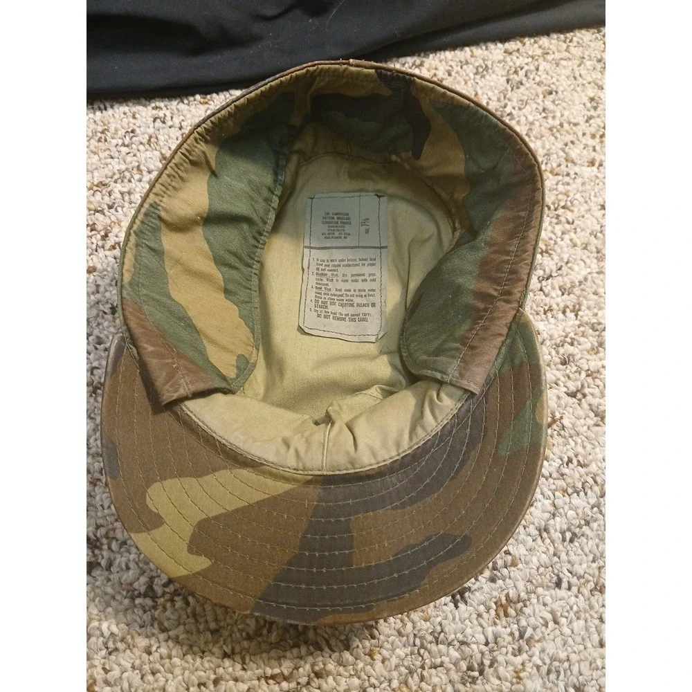 Vintage‎ Woodland Camo Field Hat Cap Camouflage Fitted Size 7 3/8 Atlas Headwear